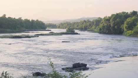 serene river landscape at sunset
