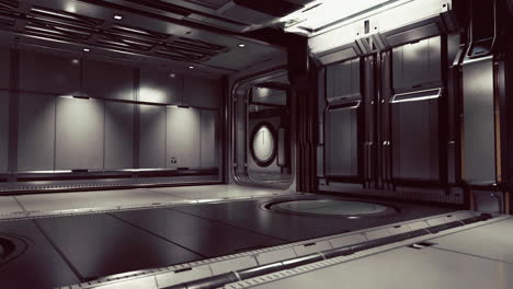 realistic futuristic sci-fi spaceship corridor