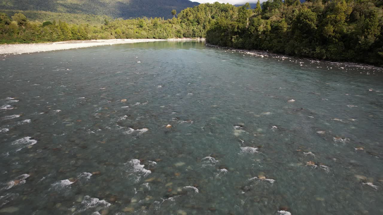 Hokitika River In Kokatahi, New Zealand - Drone Shot