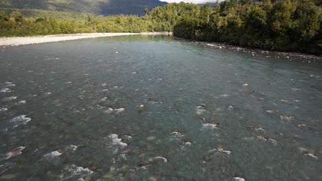 hokitika river in kokatahi, new zealand - drone shot
