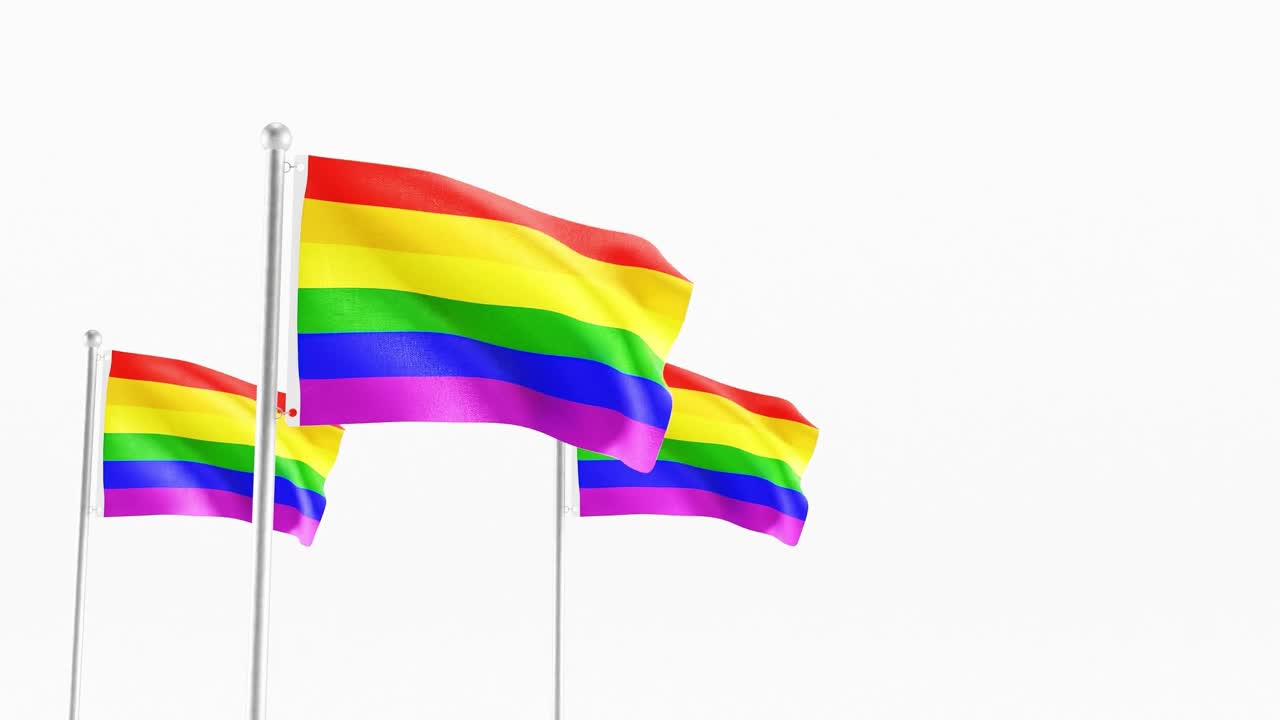 bandera del arco iris de la paz en fondo blanco animación de renderización 3d