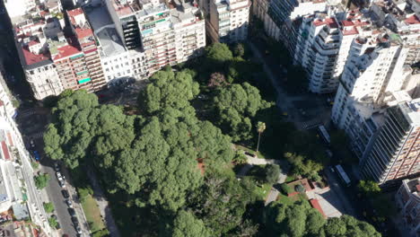 AERIAL---Recoleta-Vicente-Lopez-Park,-Buenos-Aires,-Argentina,-top-down-shot