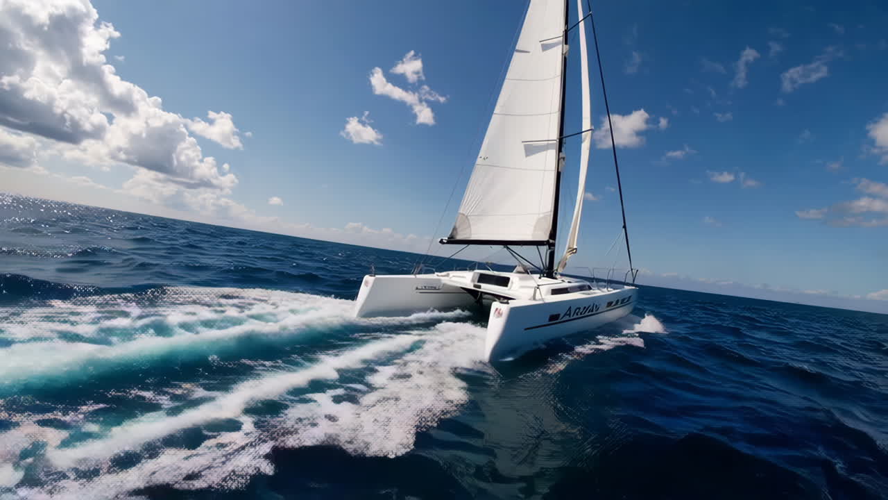 catamarán navegando en el océano