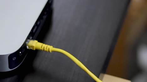 sequential insertion of an ethernet cable into a router