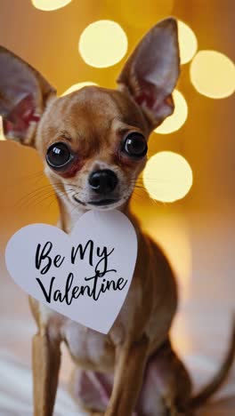 cute chihuahua with valentine's day heart