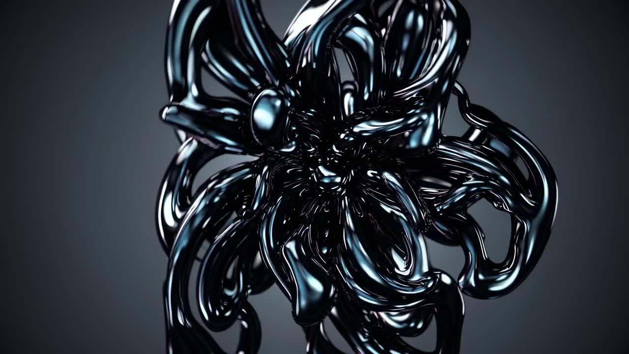 Abstraktní design z černého tekutého kovu