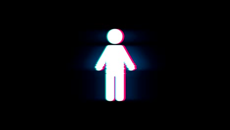 man male gender symbol on glitch retro vintage animation.