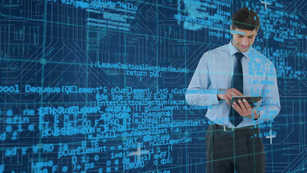 uomo d'affari che usa un tablet digitale