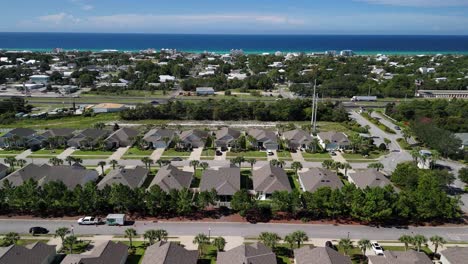 waterfront town panama city beach in florida - aerial shot