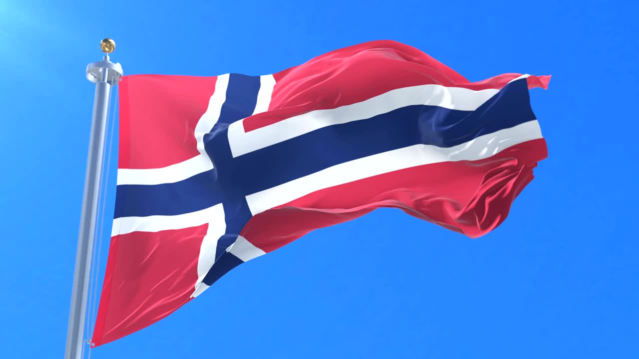 노르웨이 발이 바람에 흔들리고 파란 하늘이 느리고 루프로