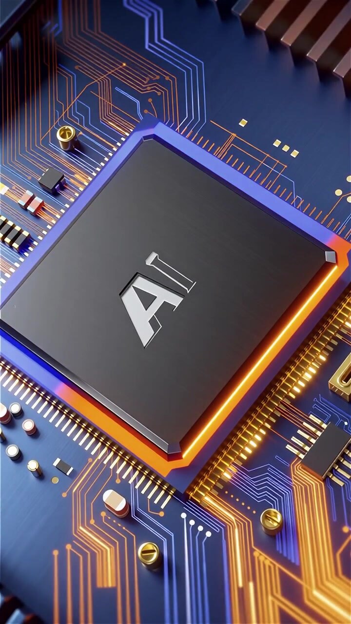 Futuristic AI Chip Motherboard Technology Background
