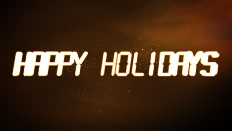 digital happy holidays with flying glitters in yellow space