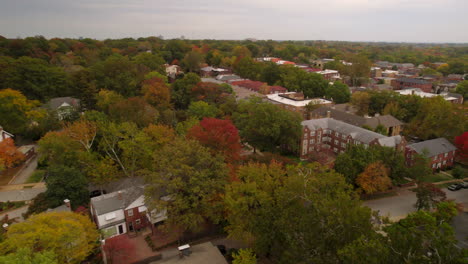 clayton neighborhood houses and apartment buildings in autumn