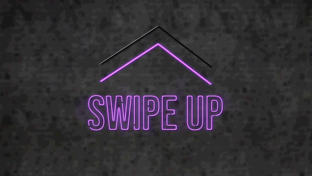 Animation of neon swipe up text over textured background
