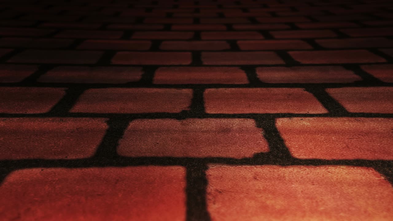 복사 공간과 함께 벽돌 도로를 는 것: 달리고 는 걸음, 달리기 발의 클로즈업, 비즈니스 린지 컨셉, 루프 애니메이션