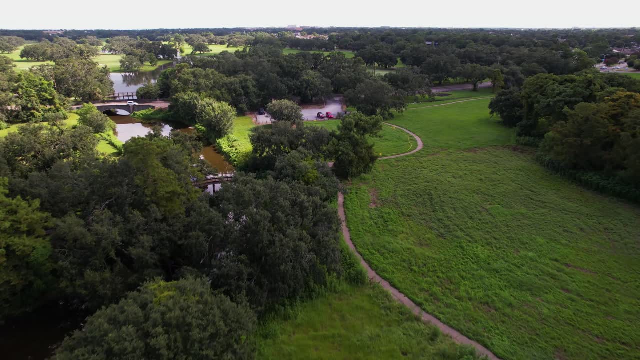 뉴올리언스 루이지애나의 위스너 트랙트 파크 상공의 항공 비행
