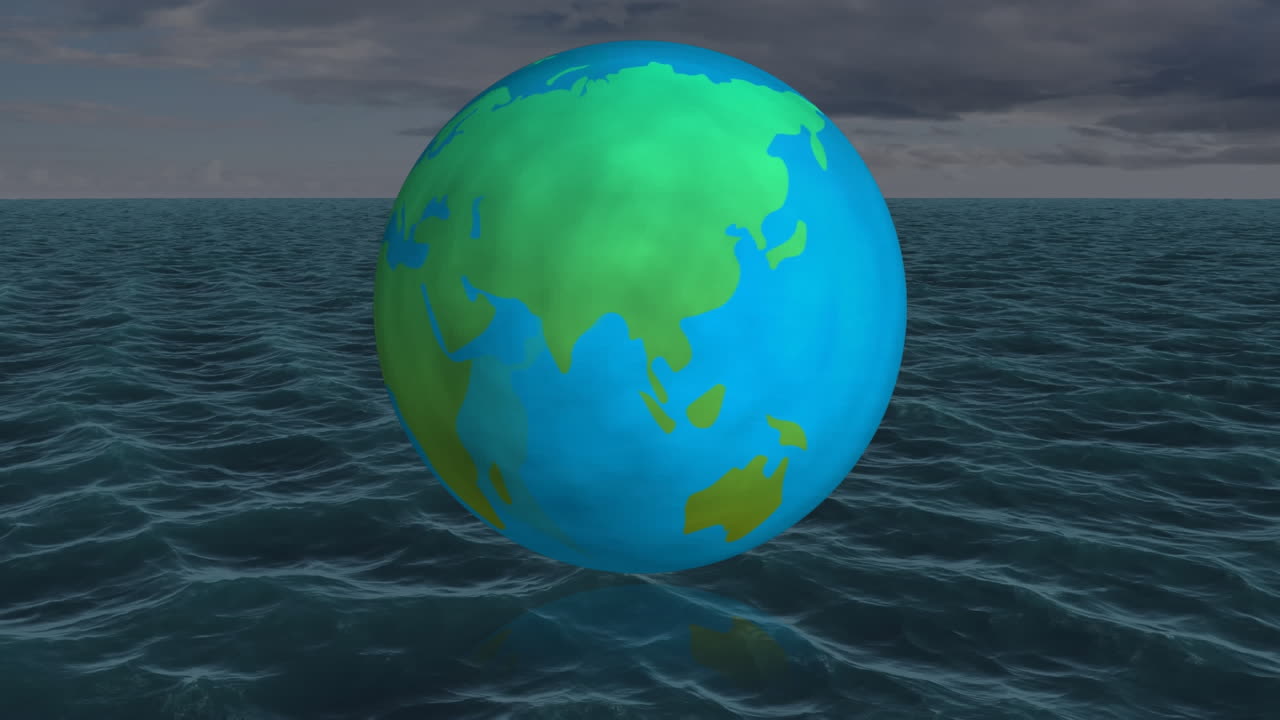 animación del globo que gira sobre el mar
