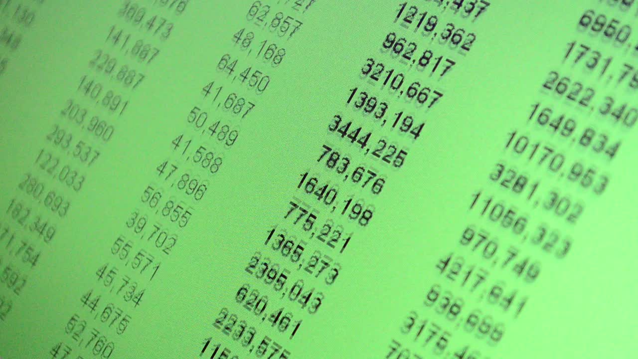 Columns of figures. Fast movement of data
