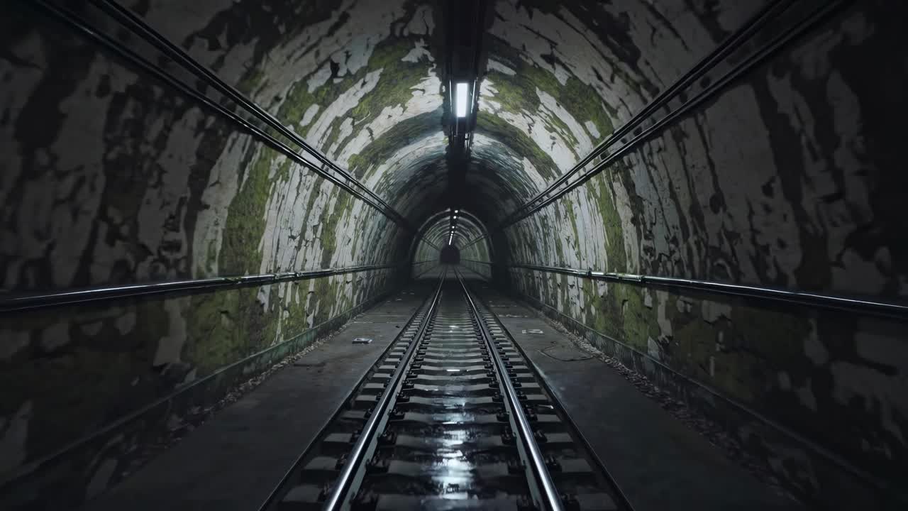 Dark Empty Train Tunnel Perspective