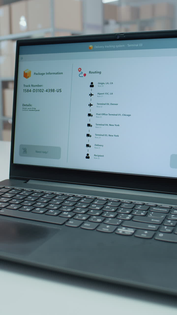 sistema de seguimiento de paquetes en línea en el portátil