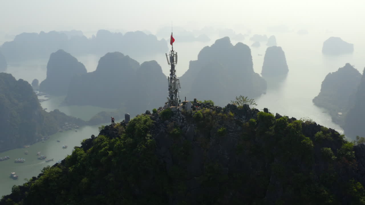 베트남 하롱 만의 공중 사진