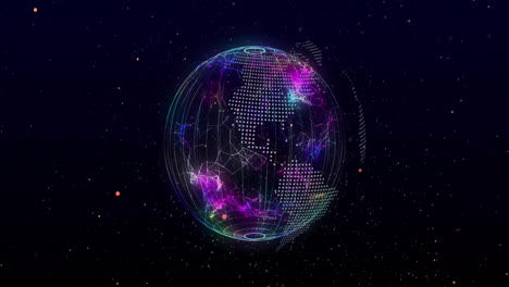 Animation-of-network-of-connections-with-globe-on-black-background