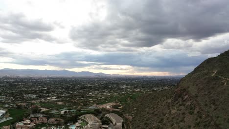 Drone shot over Scottsdale, Arizona at midday, cloudy