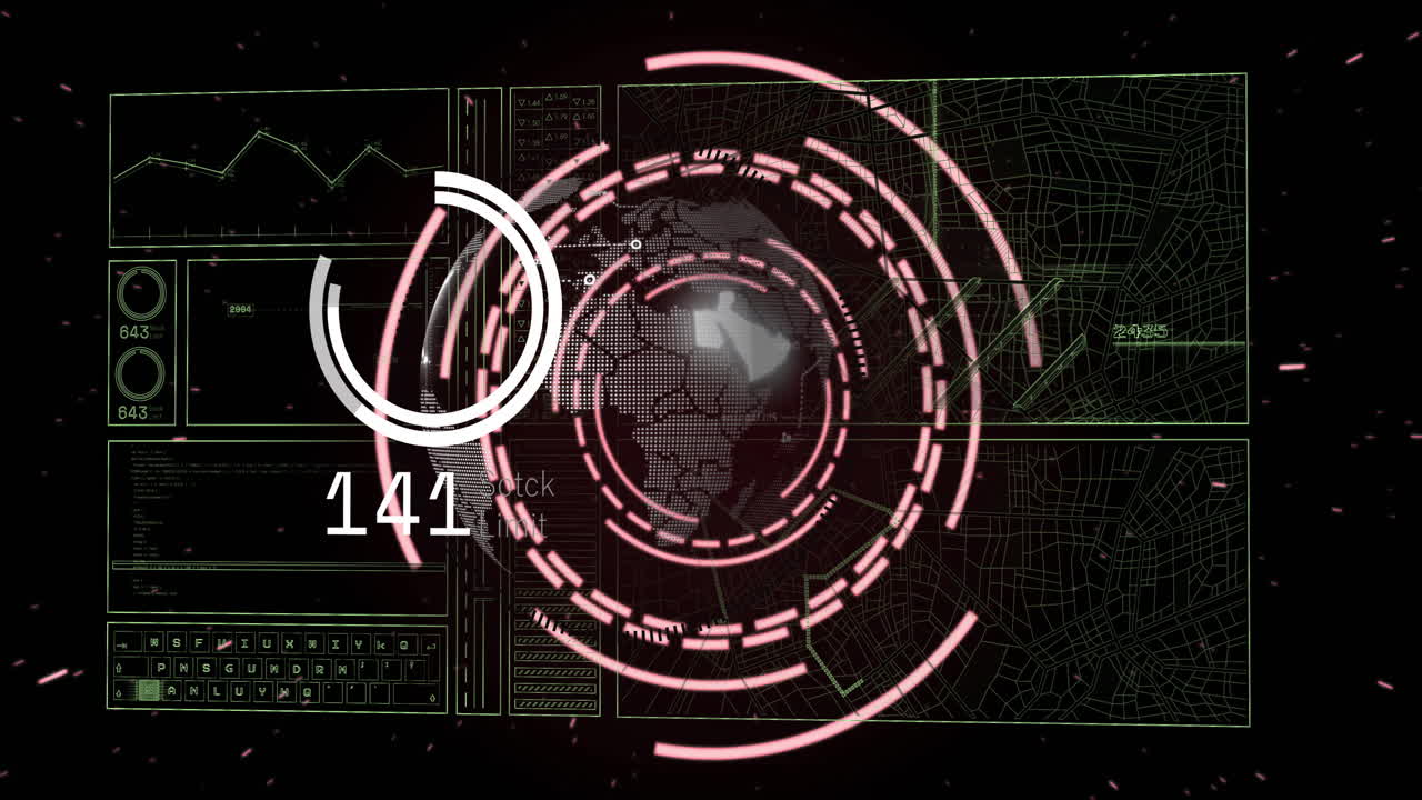 animación del procesamiento de datos y diagramas a través del escaneo de alcance