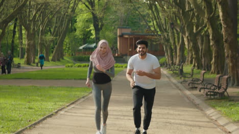 couple running in a park