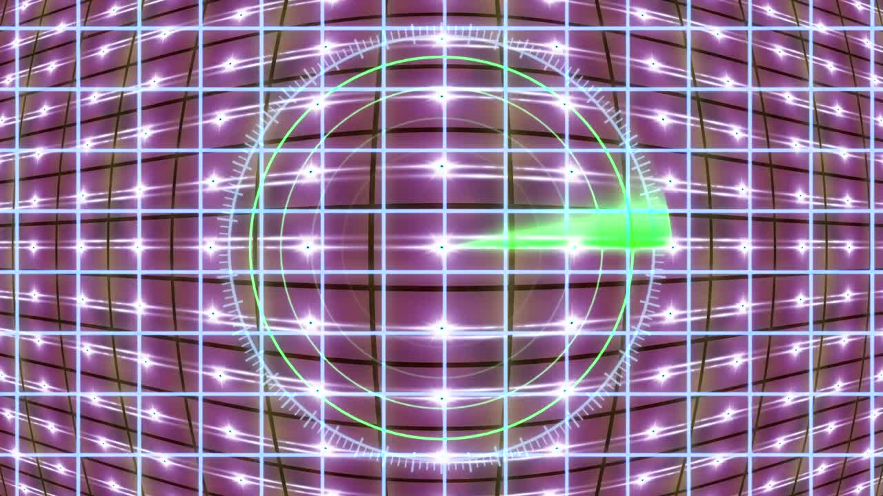 레이더 그리드와 움직이는 배경이있는 hud 패널. 모션 그래픽