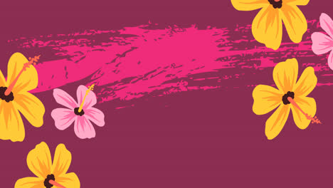 digital animation of multiple flowers against pink background