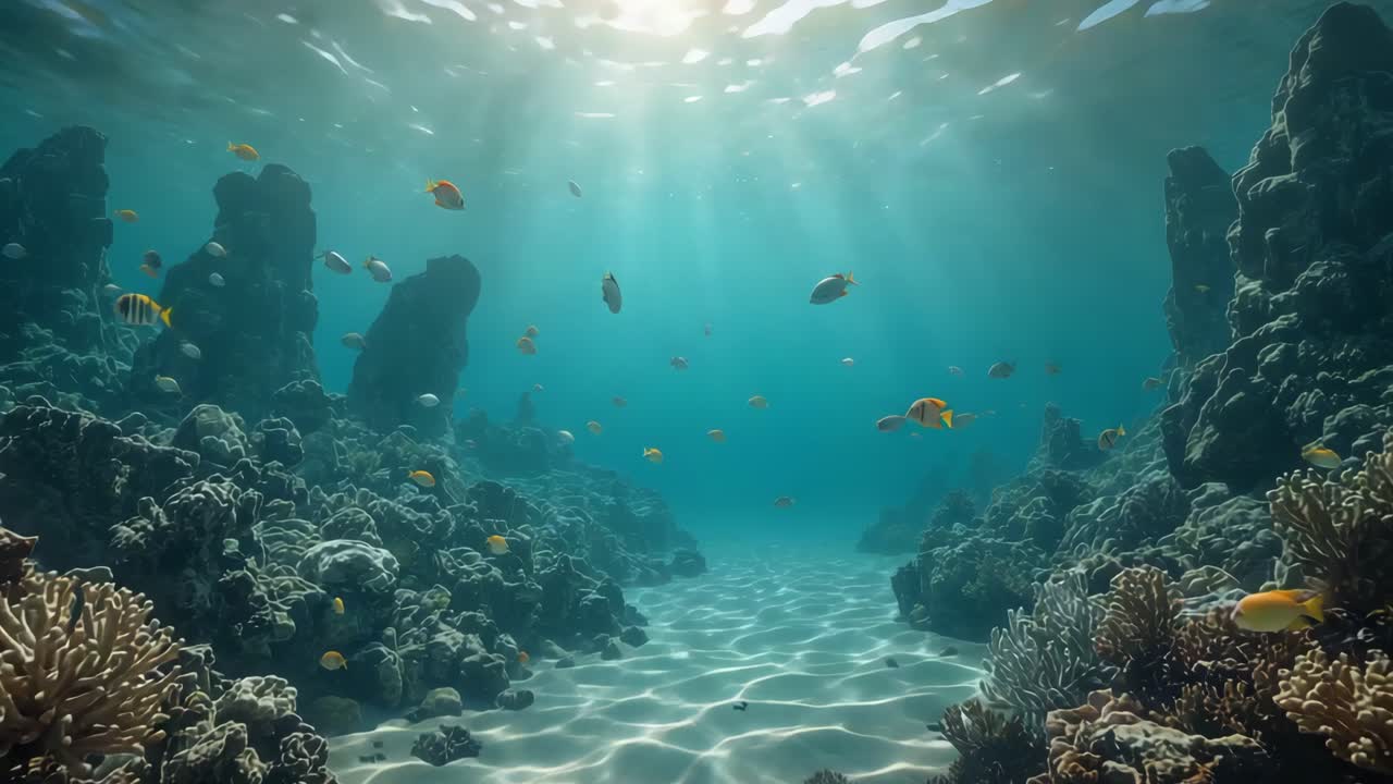 arrecife de coral submarino con peces