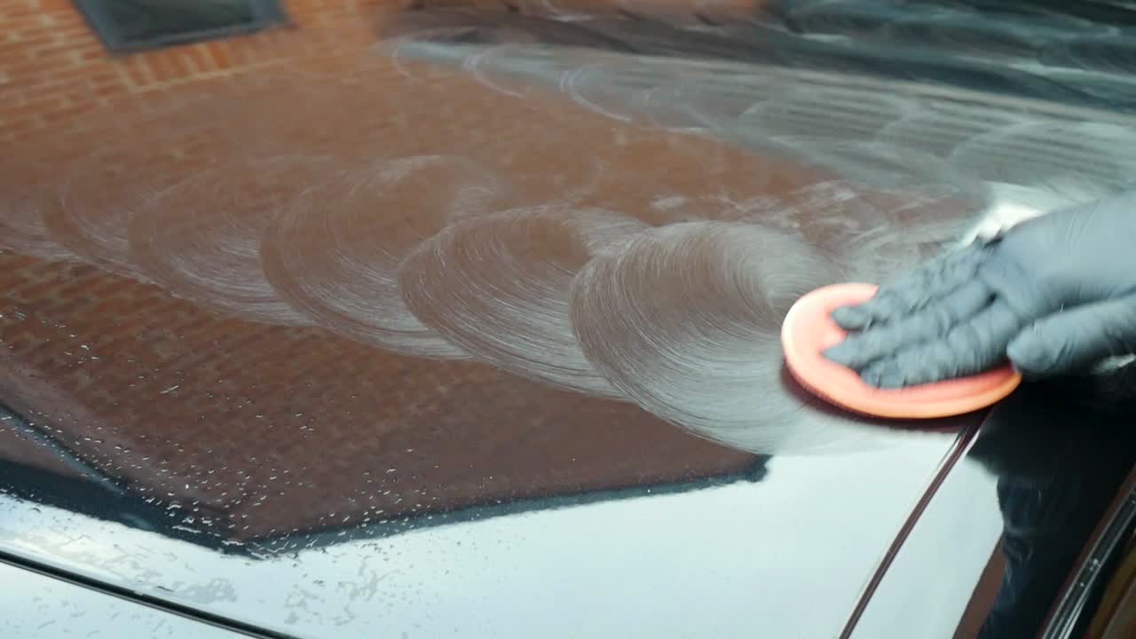 Polishing A Black Car By Hand - Close Up