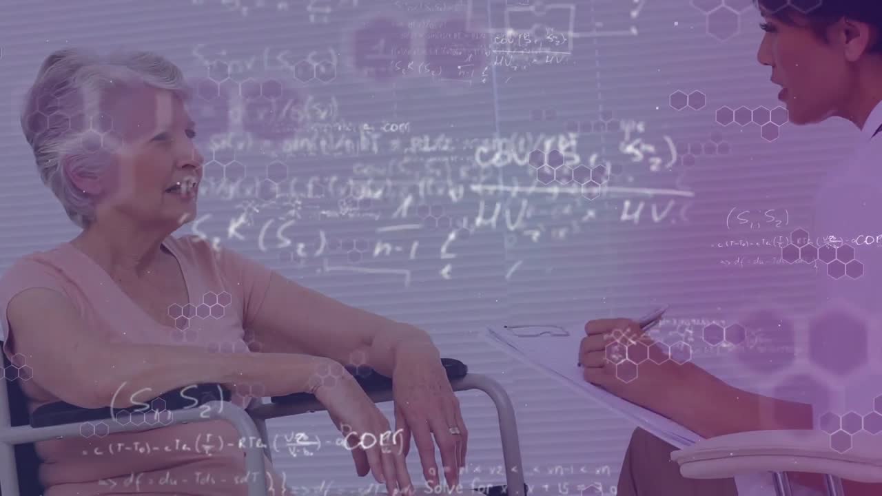 고위 백인 여성과 여성 의료 종사자에 대한 수학 수식의 애니메이션