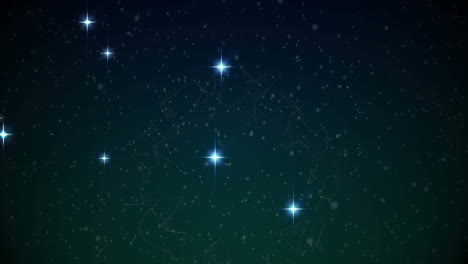 animation of glowing christmas stars falling on night sky