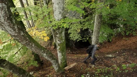 Man-walking-through-Pokljuka-Gorge-in-Slovenia-during-spring-in-the-Triglav-National-Park-5