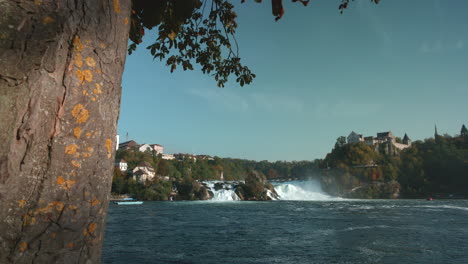 famous scenic view of castle on cliffs at rhine falls in schaffhausen switzerland, europe