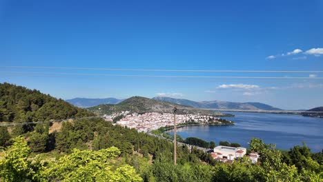 kastoria city lake orestiada surrounded by mountains nature landscape viewpoint macedonia