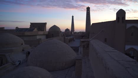 oriental buildings in silhouette against the backdrop of a beautiful sky