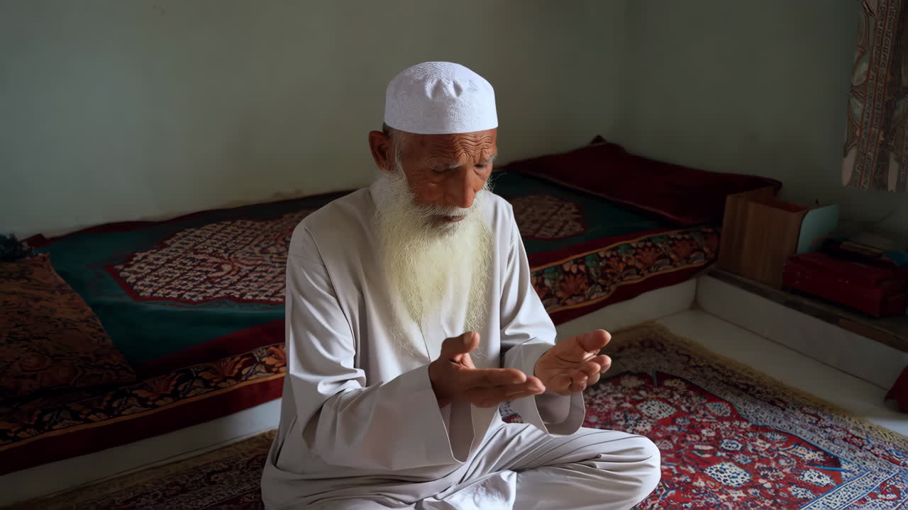 An old Muslim man praying