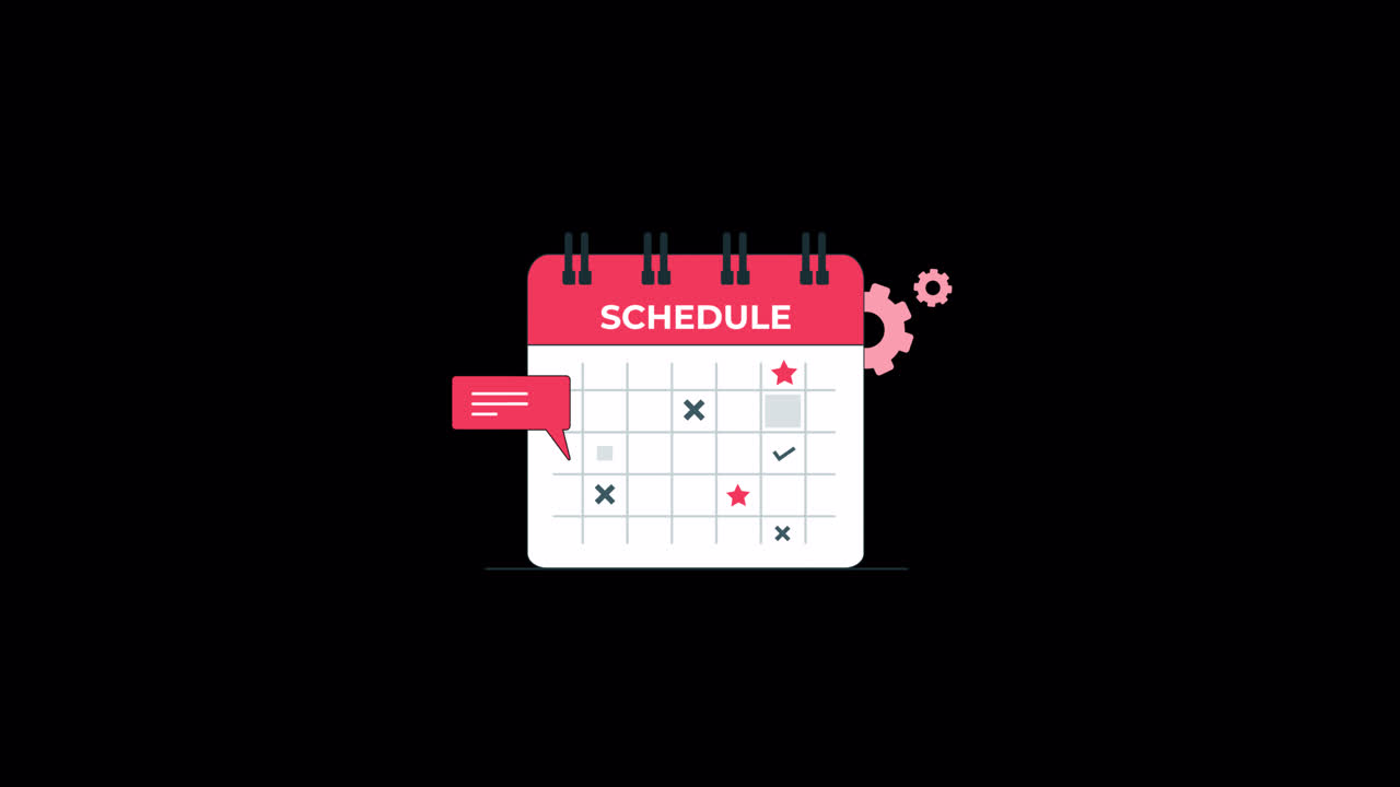 Animated Calendar with Schedule and Task Management Icons