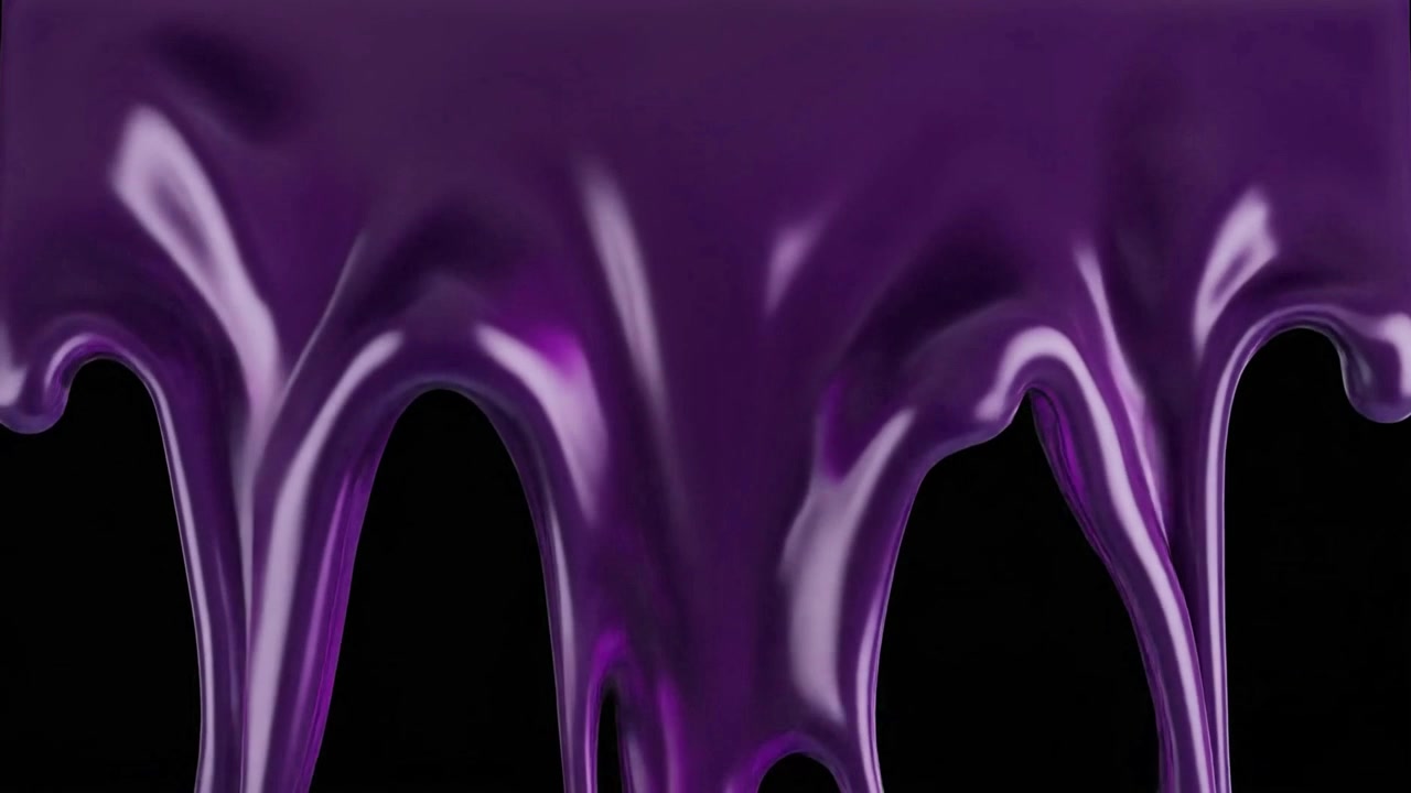 Thick Purple Liquid Dripping Down Against Black Background