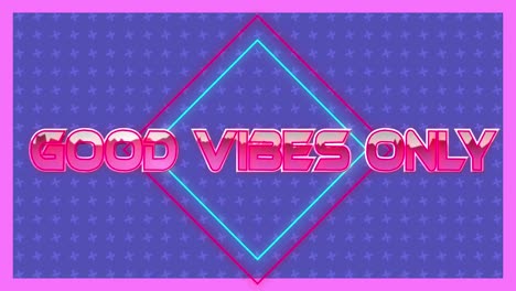 animation of good vibes only text over crosses on blue background