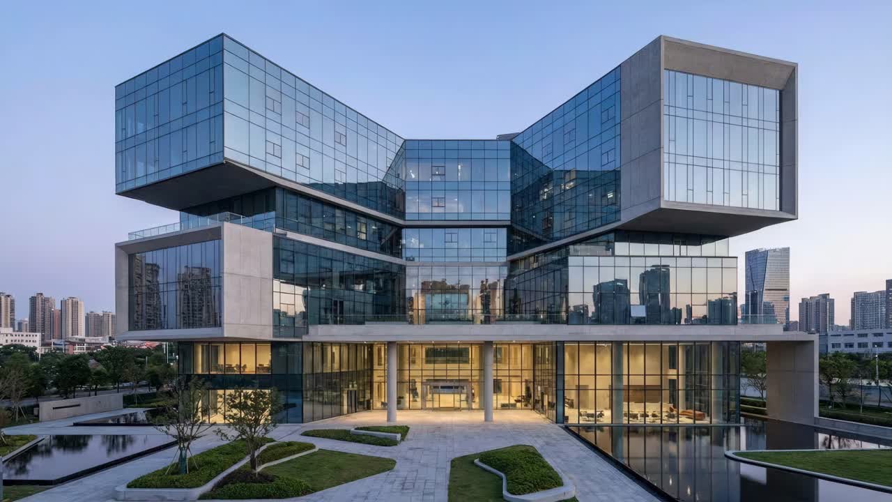Edificio de oficinas moderno con fachada de vidrio