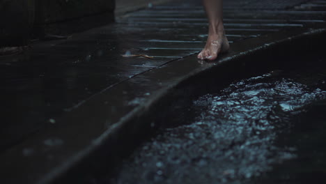 barefoot steps in water