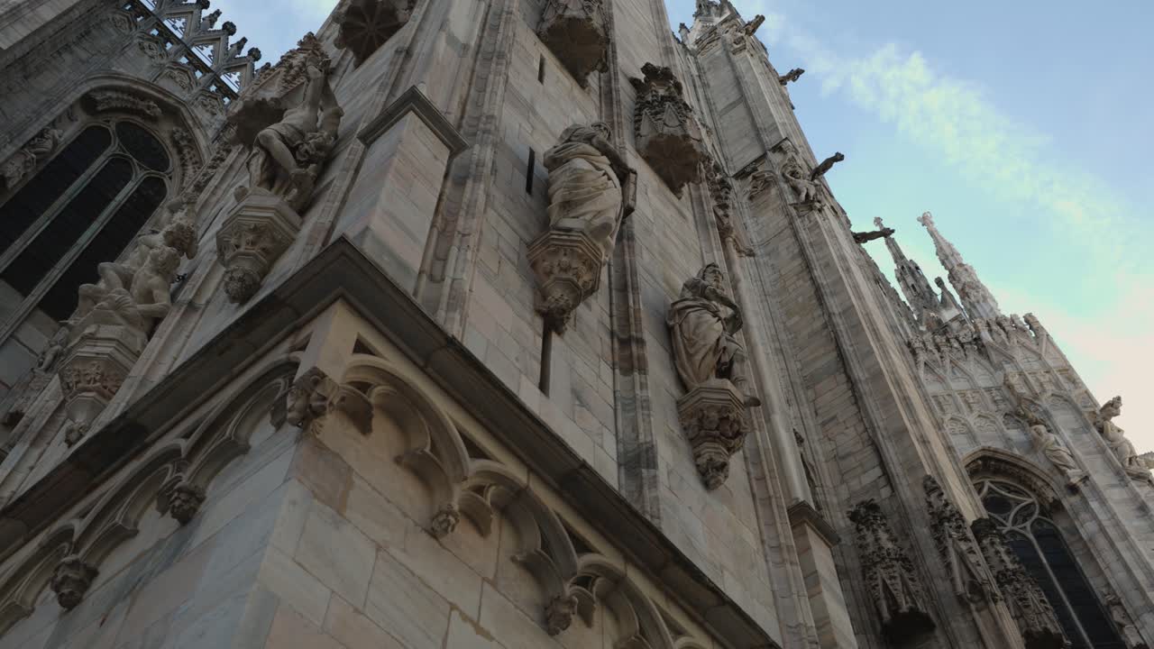 View of statues on Milan Cathedral in Italy