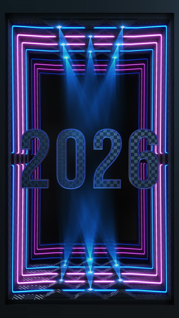 Conto alla rovescia digitale cyber light animazione digitale per palco 10 2026 felice anno nuovo incandescente anno nuovo