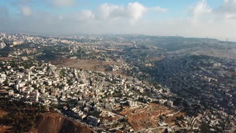 drone footage over east jerusalem silwan and abu tor neighborhood and the old city