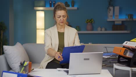 home office worker woman has visual impairment problem.