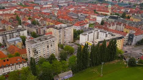 aerial 4k drone footage of the city maribor during the daylight